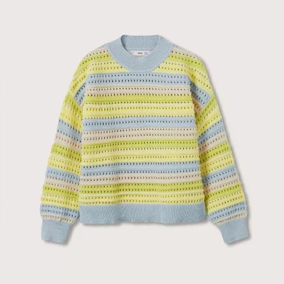 Mango Striped Openwork Knit Sweater - Picture 5 of 10